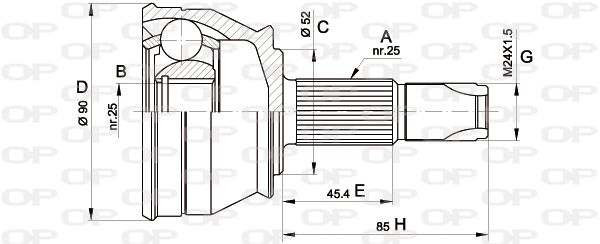 OPEN PARTS Шарнирный комплект, приводной вал CVJ5211.10